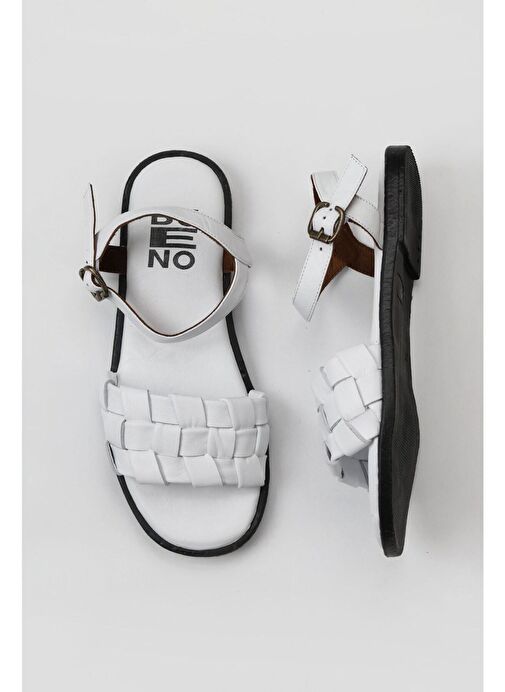 Bueno Shoes Beyaz Deri Kadın Düz Sandalet 01wy2024 - Görsel 6