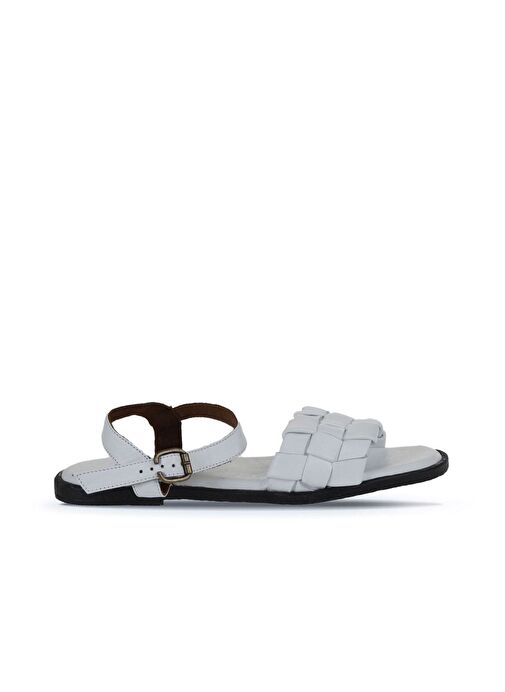 Bueno Shoes Beyaz Deri Kadın Düz Sandalet 01wy2024 - Görsel 2