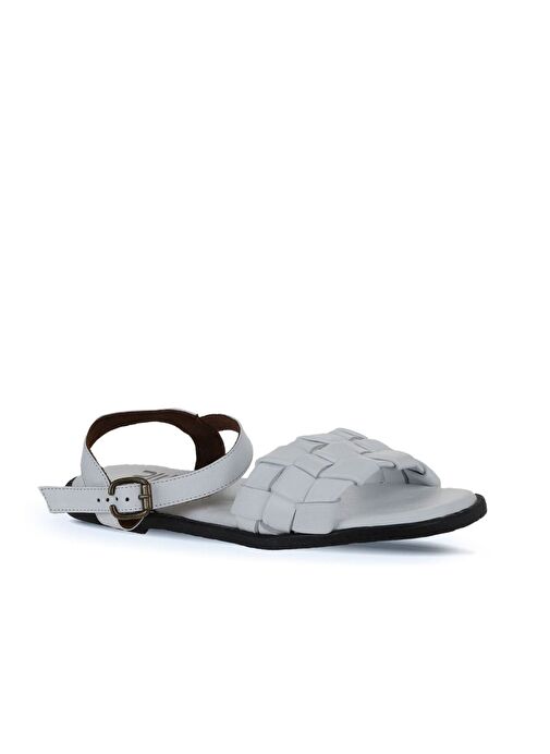 Bueno Shoes Beyaz Deri Kadın Düz Sandalet 01wy2024 - Görsel 3