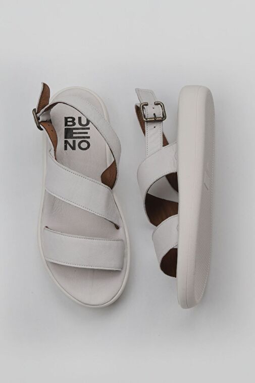 Bueno Shoes Beyaz Kırık Deri Kadın Düz Sandalet 01wy2300 - Görsel 2