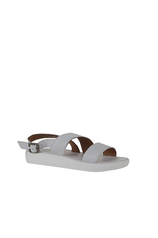 Bueno Shoes Beyaz Kırık Deri Kadın Düz Sandalet 01wy2300 - Görsel 4