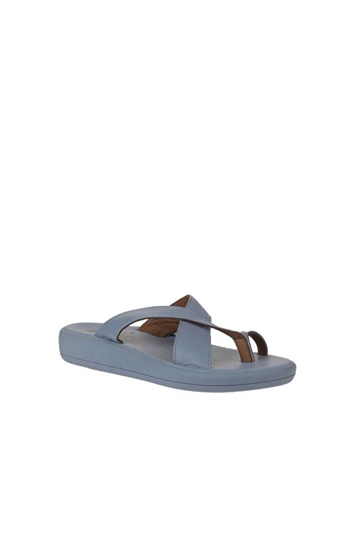 Bueno Shoes Mavi Deri Kadın Parmak Arası Terlik 01wy2308 - Görsel 4