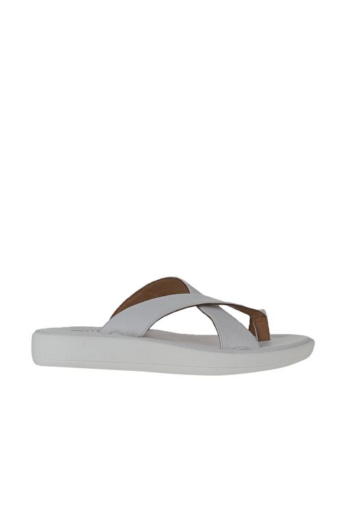 Bueno Shoes Beyaz Kırık Deri Kadın Parmak Arası Terlik 01wy2308 - Görsel 3