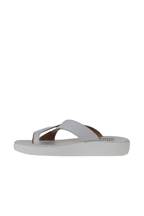 Bueno Shoes Beyaz Kırık Deri Kadın Parmak Arası Terlik 01wy2308 - Görsel 5