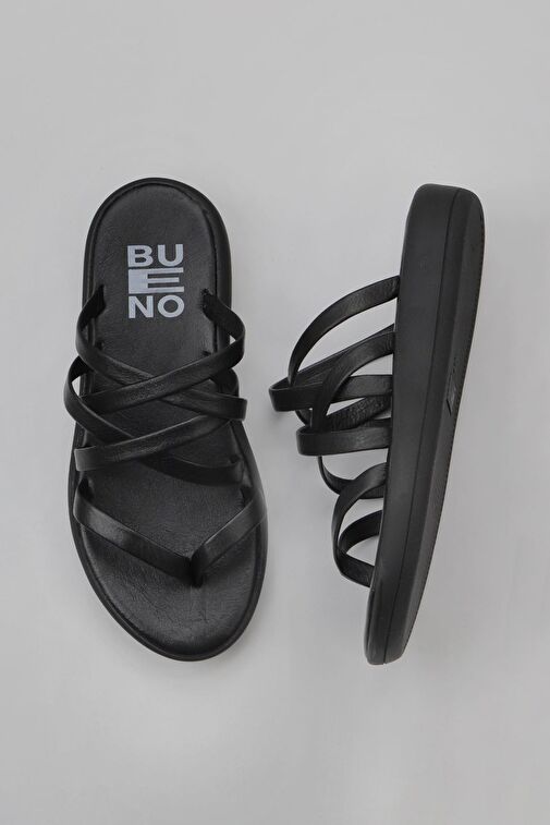Bueno Shoes Siyah Deri Kadın Parmak Arası Terlik 01wy2317 - Görsel 2