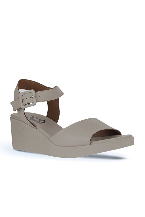 Bueno Shoes Krem Deri Kadın Dolgu Topuklu Sandalet 01wy2400 - Görsel 4