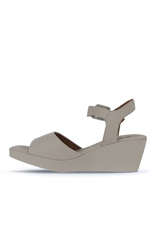 Bueno Shoes Krem Deri Kadın Dolgu Topuklu Sandalet 01wy2400 - Görsel 5