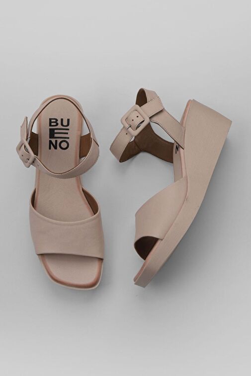 Bueno Shoes Pembe Pembe Deri Kadın Dolgu Topuklu Sandalet 01wy2400 - Görsel 2