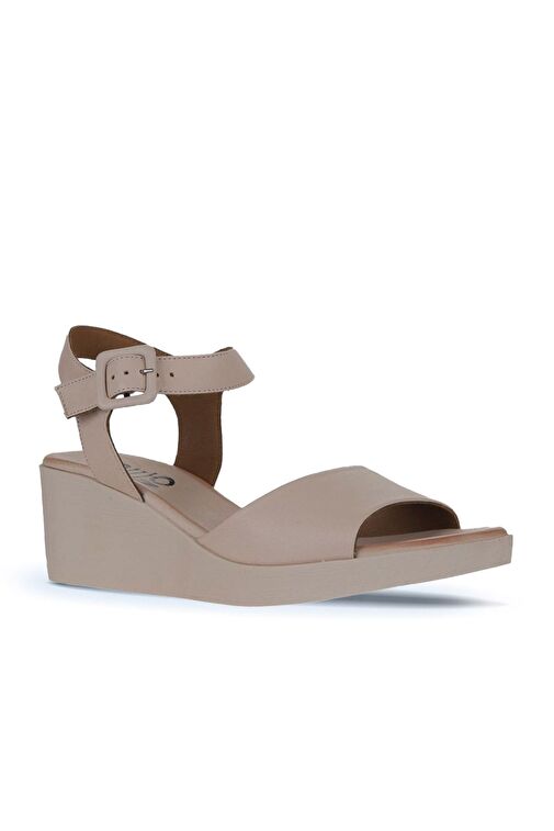 Bueno Shoes Pembe Pembe Deri Kadın Dolgu Topuklu Sandalet 01wy2400 - Görsel 4