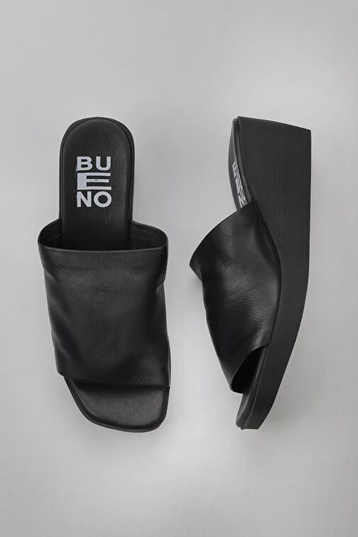 Bueno Shoes Siyah Deri Kadın Dolgu Topuklu Terlik 01wy2404 - Görsel 2