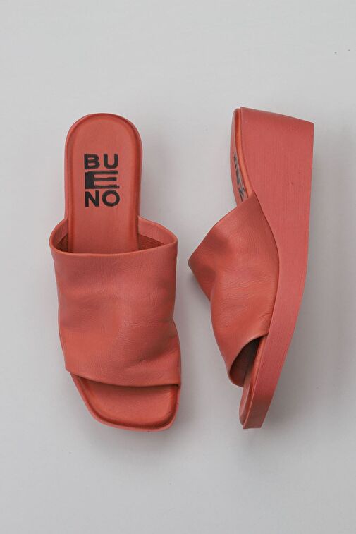 Bueno Shoes Mercan Deri Kadın Dolgu Topuklu Terlik 01wy2404 - Görsel 2