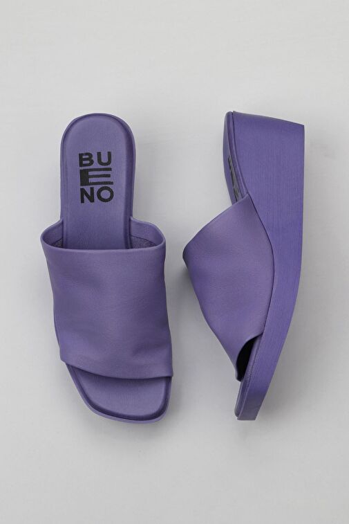 Bueno Shoes Lila Deri Kadın Dolgu Topuklu Terlik 01wy2404 - Görsel 2