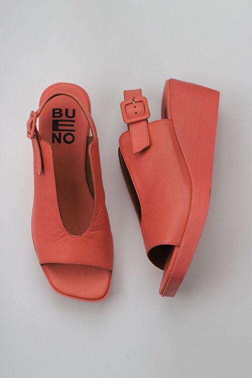 Bueno Shoes Mercan Deri Kadın Dolgu Topuklu Sandalet 01wy2405 - Görsel 2