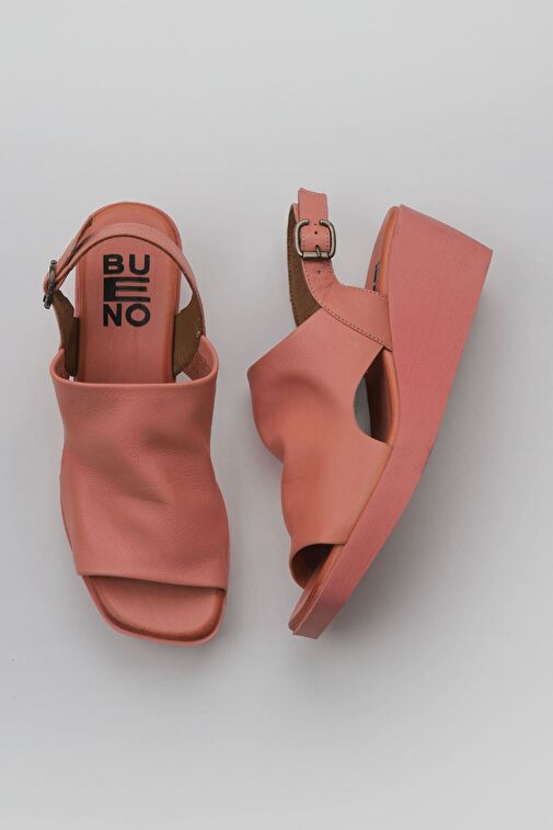 Bueno Shoes Pembe Deri Kadın Dolgu Topuklu Sandalet 01wy2407 - Görsel 2