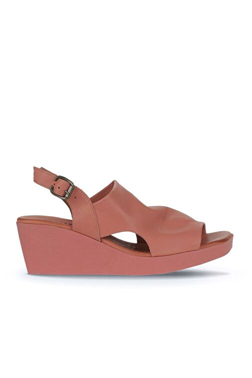 Bueno Shoes Pembe Deri Kadın Dolgu Topuklu Sandalet 01wy2407 - Görsel 3