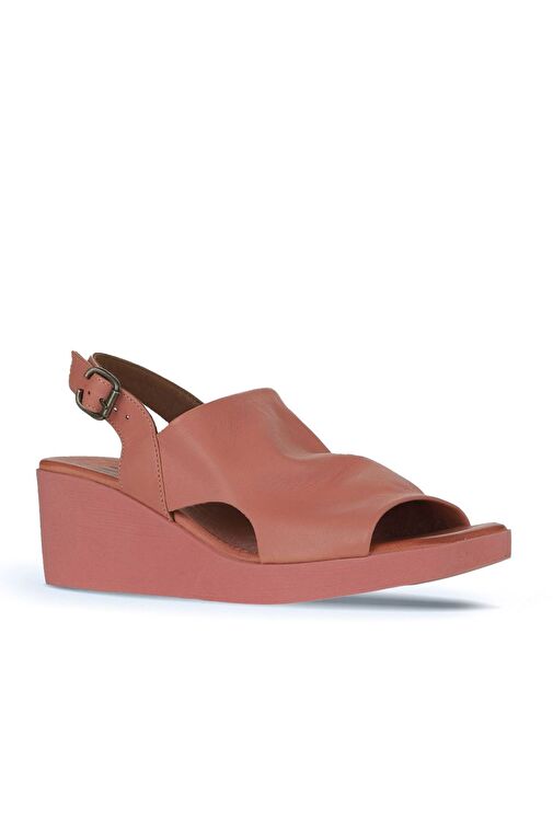 Bueno Shoes Pembe Deri Kadın Dolgu Topuklu Sandalet 01wy2407 - Görsel 4