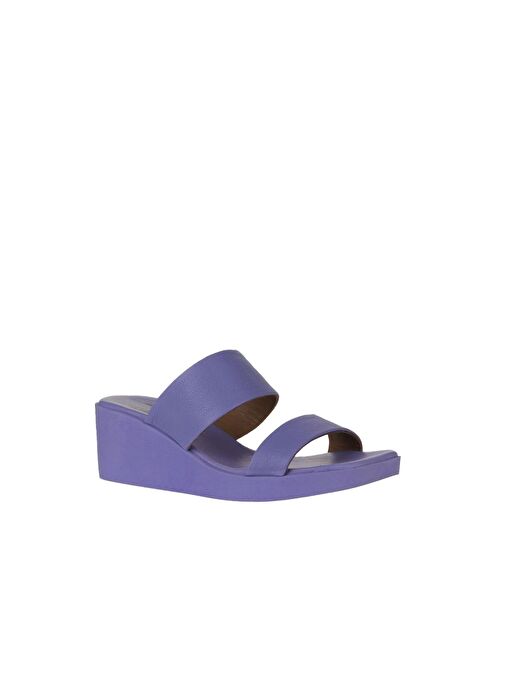 Bueno Shoes Lila Deri Kadın Dolgu Topuklu Terlik 01wy2409 - Görsel 4