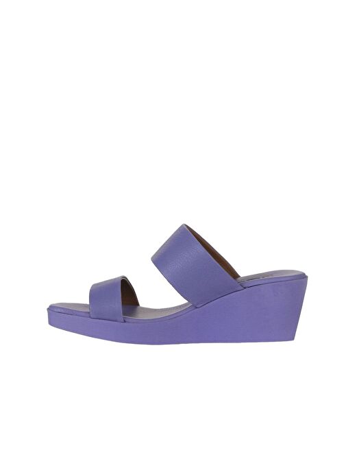 Bueno Shoes Lila Deri Kadın Dolgu Topuklu Terlik 01wy2409 - Görsel 5