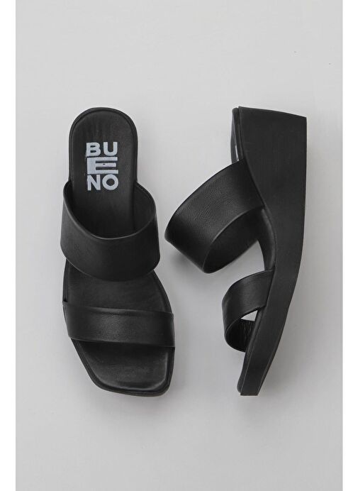 Bueno Shoes Siyah Deri Kadın Dolgu Topuklu Terlik 01wy2409 - Görsel 2