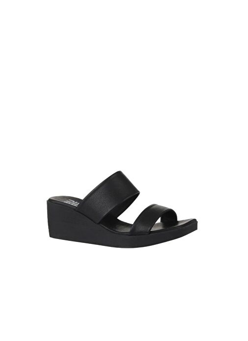 Bueno Shoes Siyah Deri Kadın Dolgu Topuklu Terlik 01wy2409 - Görsel 4