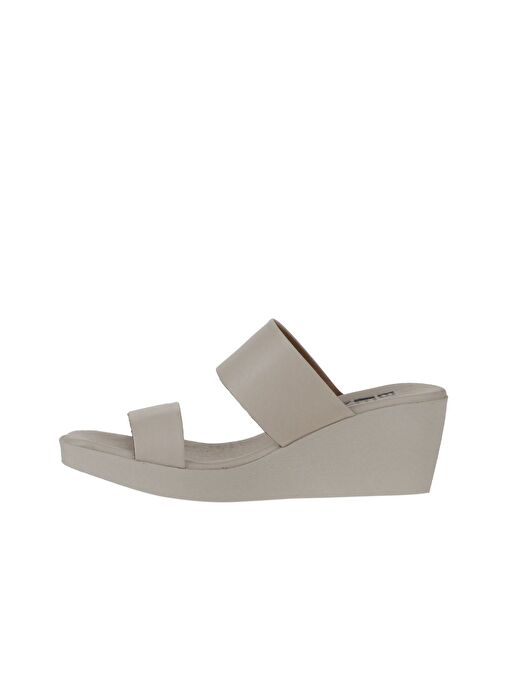 Bueno Shoes Krem Deri Kadın Dolgu Topuklu Terlik 01wy2409 - Görsel 5