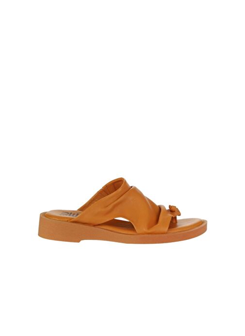 Bueno Shoes Turuncu Deri Kadın Parmak Arası Terlik 01wy2910 - Görsel 3