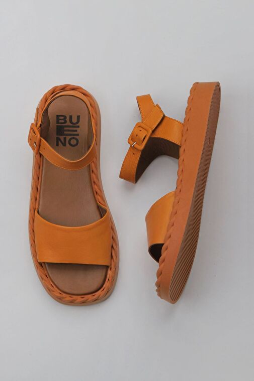 Bueno Shoes Turuncu Deri Kadın Düz Sandalet 01wy9100 - Görsel 6