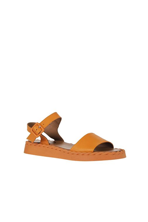 Bueno Shoes Turuncu Deri Kadın Düz Sandalet 01wy9100 - Görsel 3