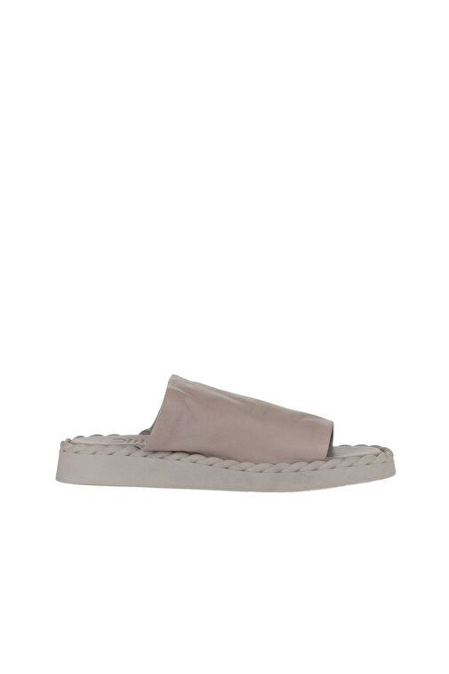 Bueno Shoes Gri Deri Kadın Düz Terlik 01wy9109 - Görsel 3