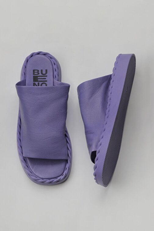 Bueno Shoes Lila Deri Kadın Düz Terlik 01wy9109 - Görsel 2
