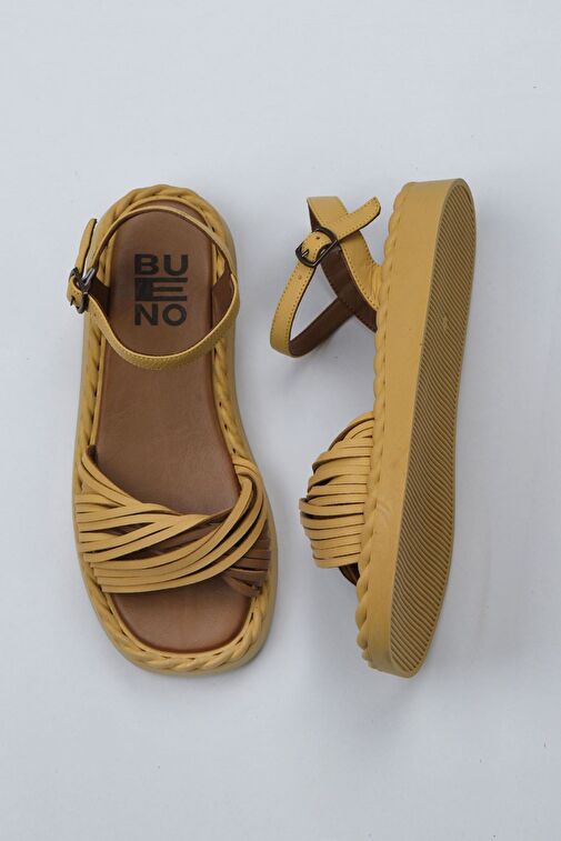 Bueno Shoes Sarı Deri Kadın Düz Sandalet 01wy9110 - Görsel 2