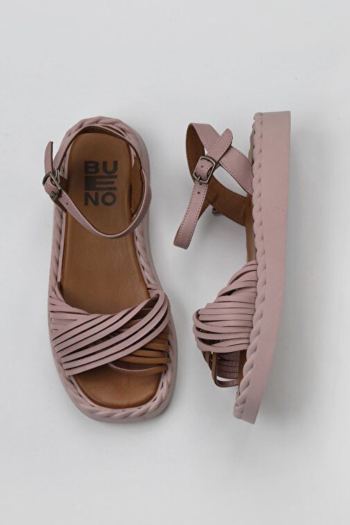 Bueno Shoes Gül Kurusu Deri Kadın Düz Sandalet 01wy9110 - Görsel 2