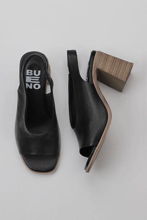 Bueno Shoes Siyah Deri Kadın Topuklu Sandalet 01wy3706 - Görsel 2