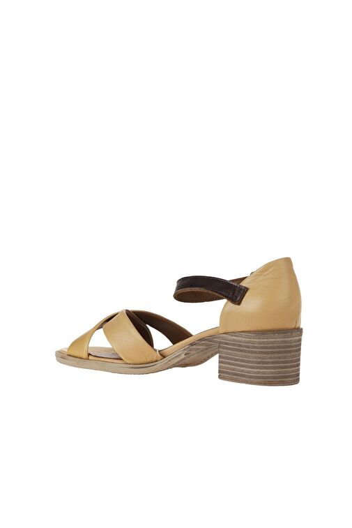 Bueno Shoes Bej Kahve Deri Kadın Topuklu Sandalet 01wy4802 - Görsel 5