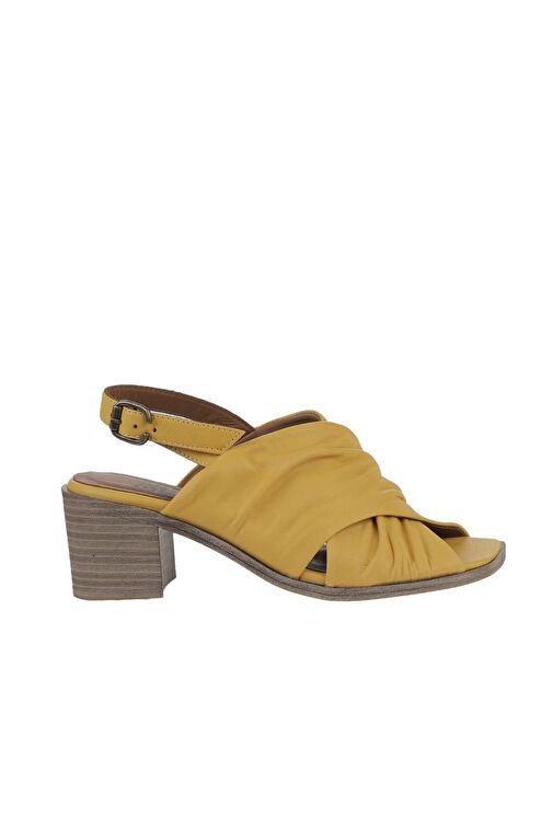 Bueno Shoes Sarı Deri Kadın Topuklu Sandalet 01wy4902 - Görsel 3