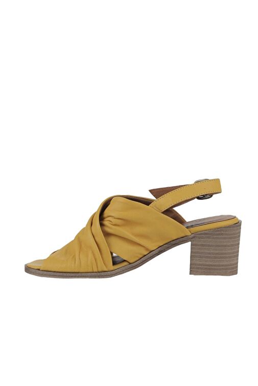 Bueno Shoes Sarı Deri Kadın Topuklu Sandalet 01wy4902 - Görsel 5