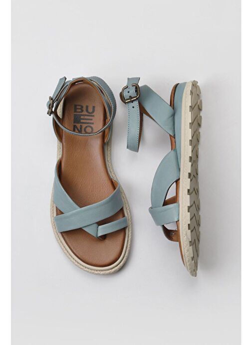 Bueno Shoes Mavi Deri Kadın Parmak Arası Sandalet 01wy5407 - Görsel 2