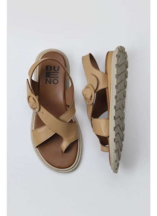 Bueno Shoes Bej Deri Kadın Parmak Arası Sandalet 01wy5408 - Görsel 2