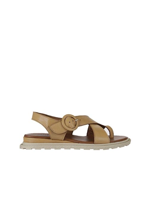 Bueno Shoes Bej Deri Kadın Parmak Arası Sandalet 01wy5408 - Görsel 3