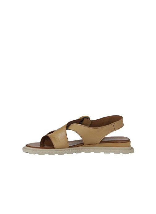 Bueno Shoes Bej Deri Kadın Parmak Arası Sandalet 01wy5408 - Görsel 5