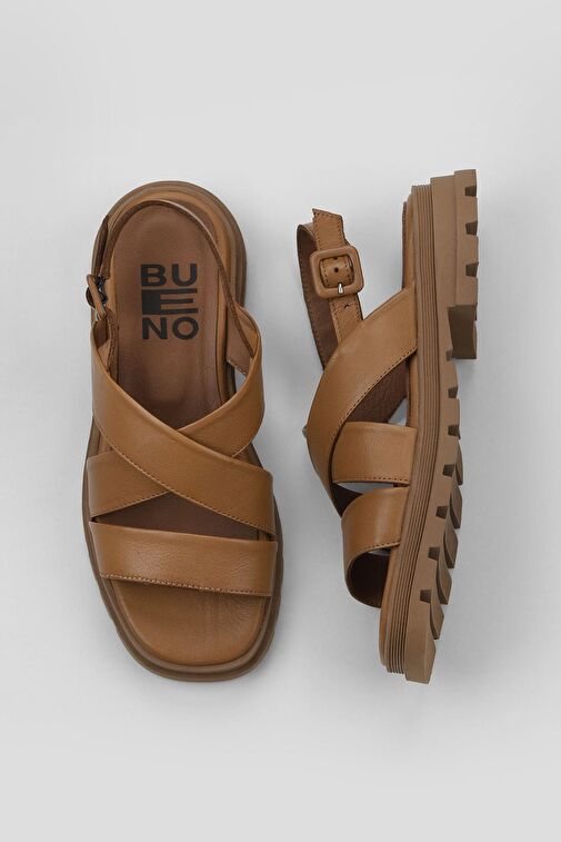 Bueno Shoes Taba Deri Kadın Düz Sandalet 01wy5501 - Görsel 2