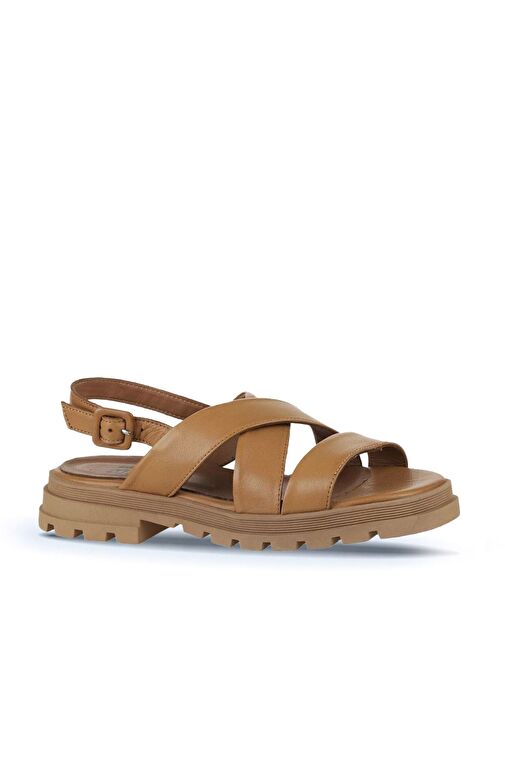 Bueno Shoes Taba Deri Kadın Düz Sandalet 01wy5501 - Görsel 4