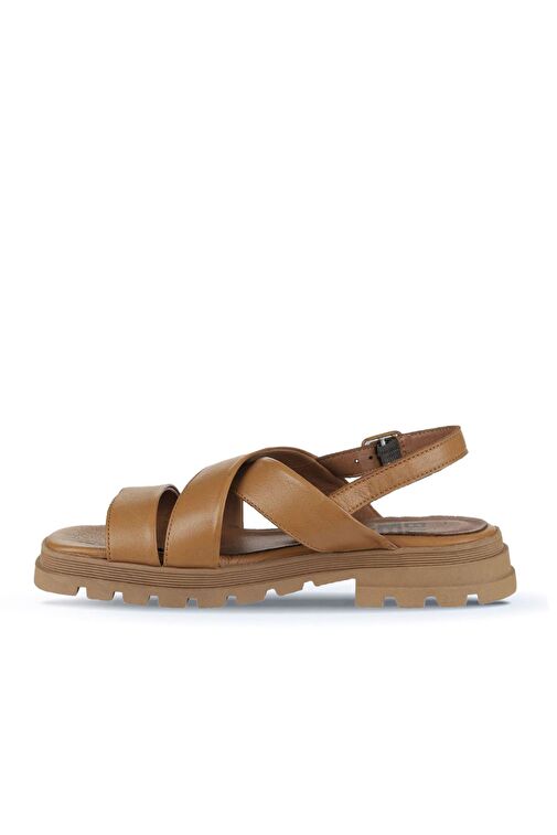 Bueno Shoes Taba Deri Kadın Düz Sandalet 01wy5501 - Görsel 5