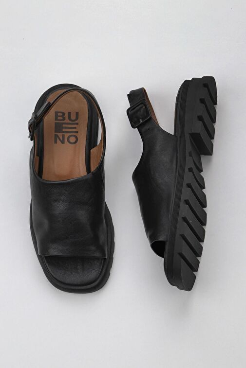 Bueno Shoes Siyah Khv Deri Kadın Düz Sandalet 01wy5506 - Görsel 2