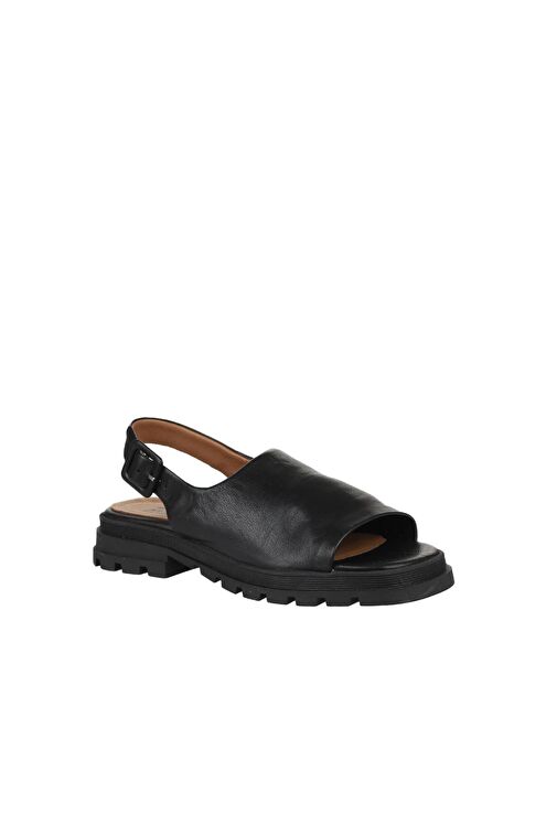 Bueno Shoes Siyah Khv Deri Kadın Düz Sandalet 01wy5506 - Görsel 4