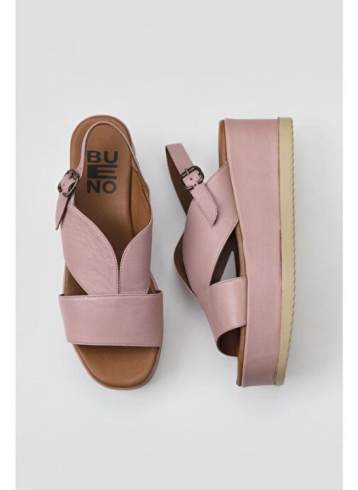 Bueno Shoes Gül Kurusu Deri Kadın Dolgu Topuklu Sandalet 01wy5800 - Görsel 2