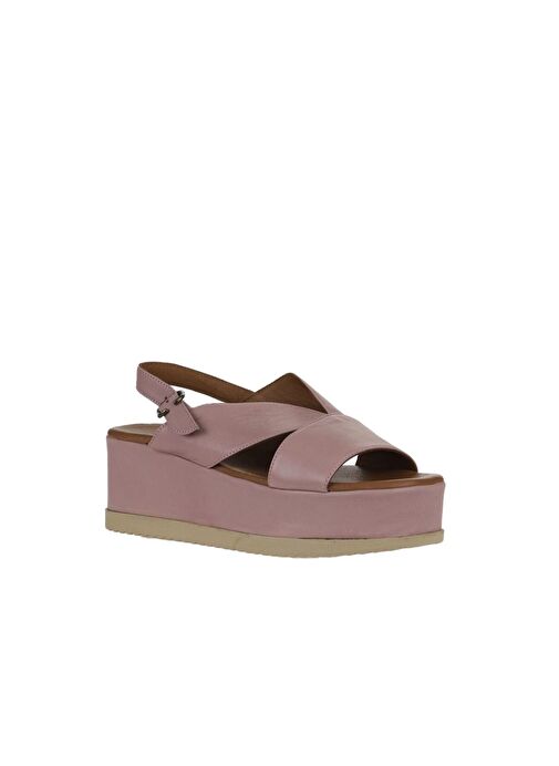 Bueno Shoes Gül Kurusu Deri Kadın Dolgu Topuklu Sandalet 01wy5800 - Görsel 4