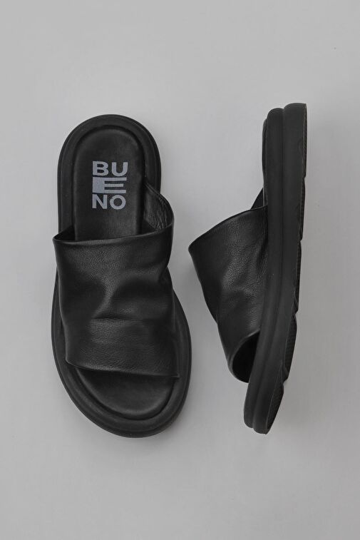 Bueno Shoes Siyah Deri Kadın Düz Terlik 01wy9400 - Görsel 2
