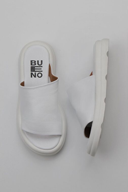 Bueno Shoes Beyaz Deri Kadın Düz Terlik 01wy9400 - Görsel 2