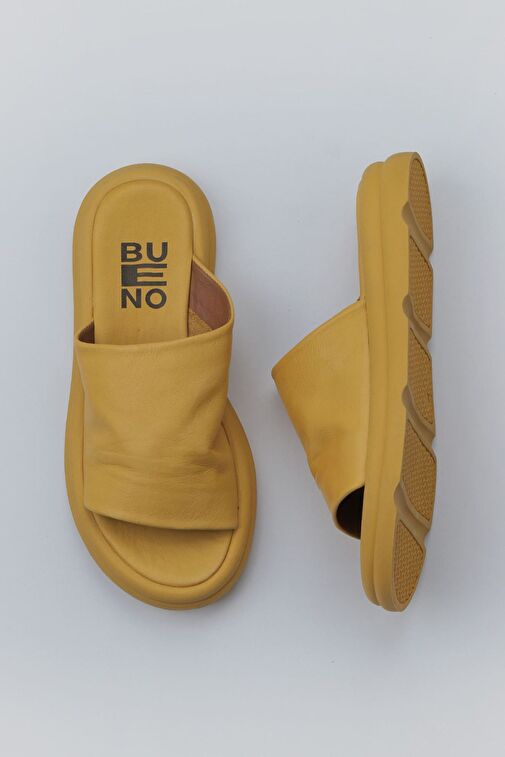Bueno Shoes Sarı Deri Kadın Düz Terlik 01wy9400 - Görsel 2